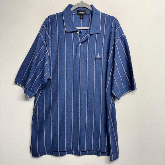 Ashworth Stripe Golf Polo Shirt XL Blue Striped Waskesiu Embroidered - Picture 1 of 8